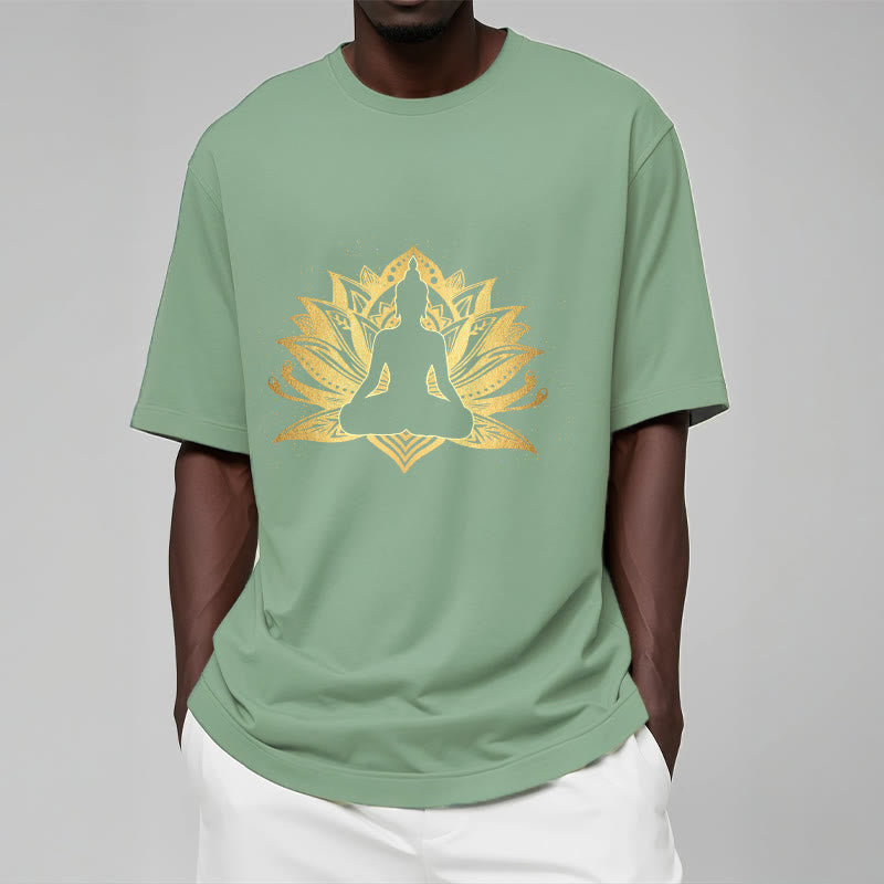 Buddha Stones、黄金の蓮、瞑想仏陀Tシャツ - image 16