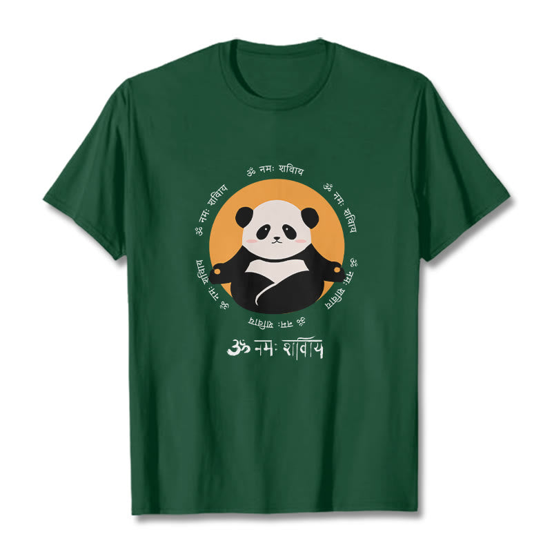 Buddha Stonesパンダ サンスクリット ナマ シヴァヤ Tシャツ Tシャツ - フォレストグリーン - 2XL - image 11