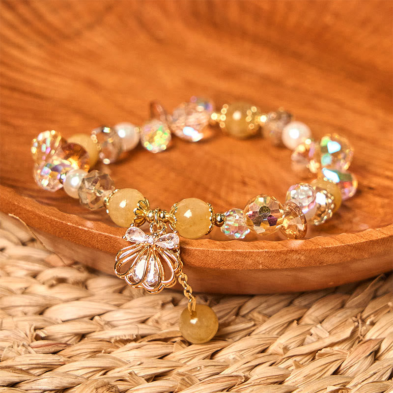 Buddha Stones天然アメジストシトリンパールシェル平和ブレスレット