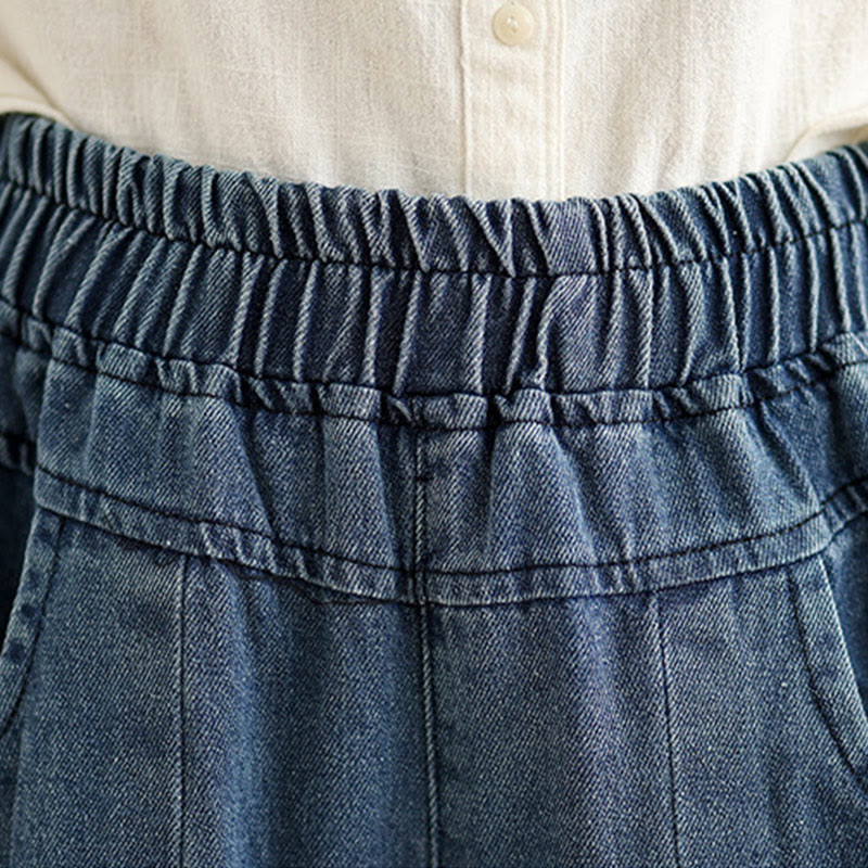 Buddha Stones秋冬 ヴィンテージ風 ダメージ加工 ハイウエスト レディース ワイドレッグパンツ ポケット付き - image 6