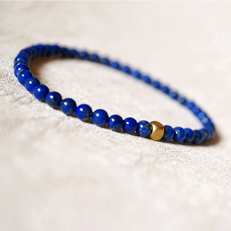 Buddha Stones4mm 極薄ラズライトビーズ セルフケアブレスレット