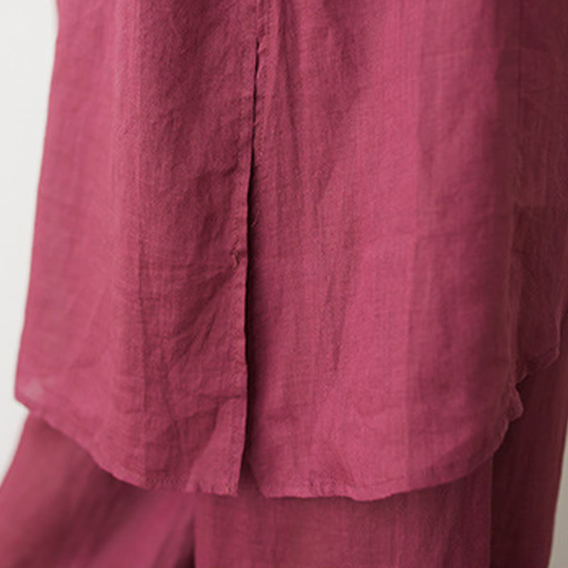 Buddha Stones 2点セット 七分袖シャツ トップパンツ 瞑想 禅 太極拳 コットンリネン 衣類 レディース セット - image 13