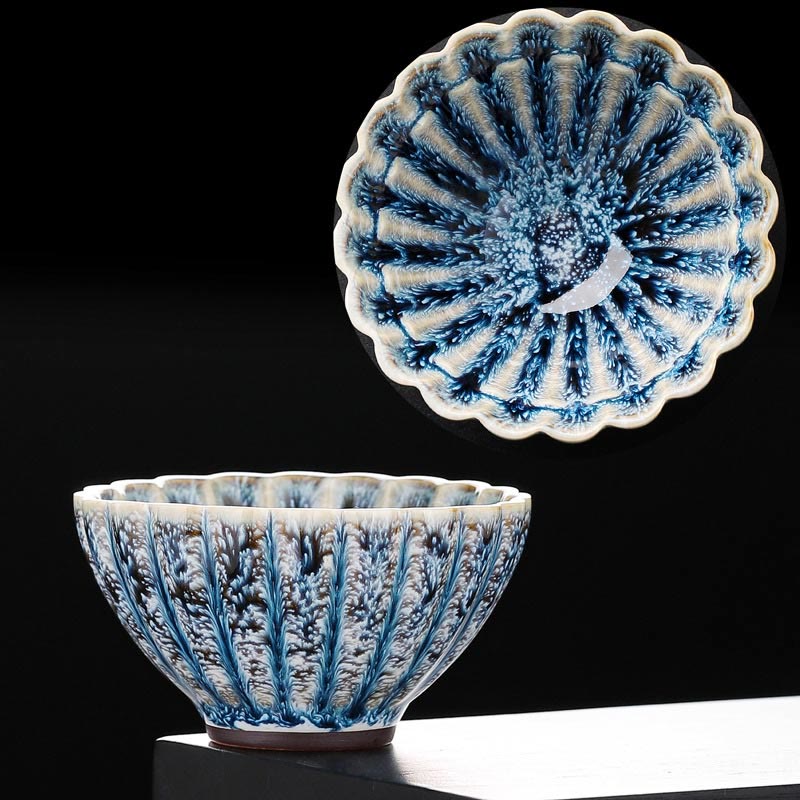 Buddha Stones手作りの小さな中国のJianzhan蓮セラミックティーカップカンフーティーカップ80ml