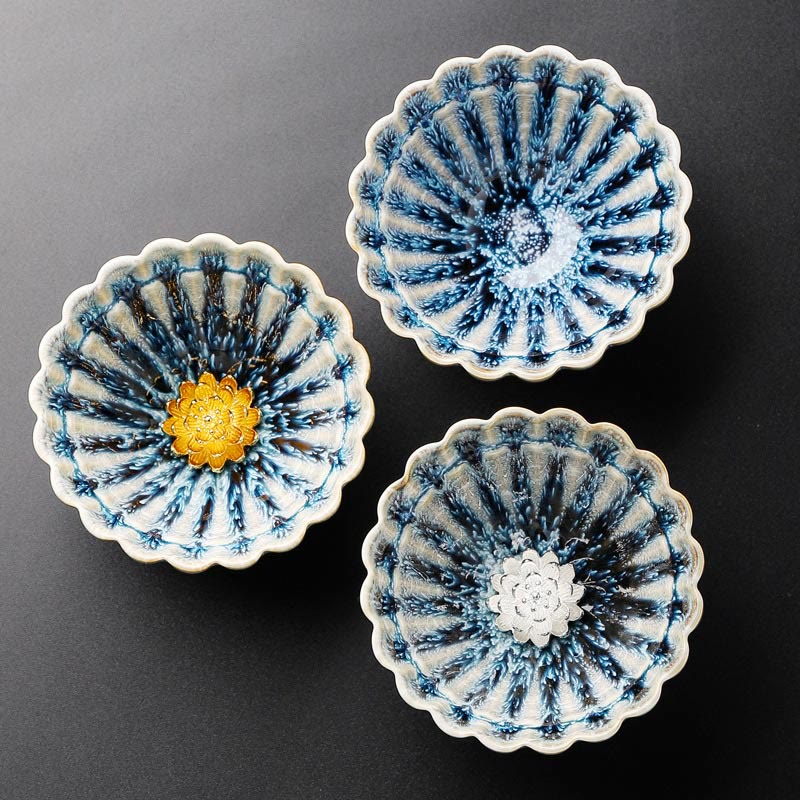 Buddha Stones手作りの小さな中国のJianzhan蓮セラミックティーカップカンフーティーカップ80ml