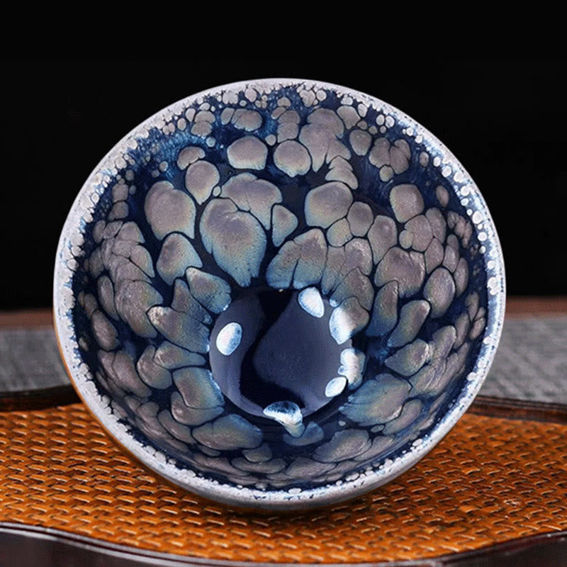 Buddha Stones手作り中国製Jianzhan紫青斑セラミックティーカップ天目カンフーティーカップ150ml