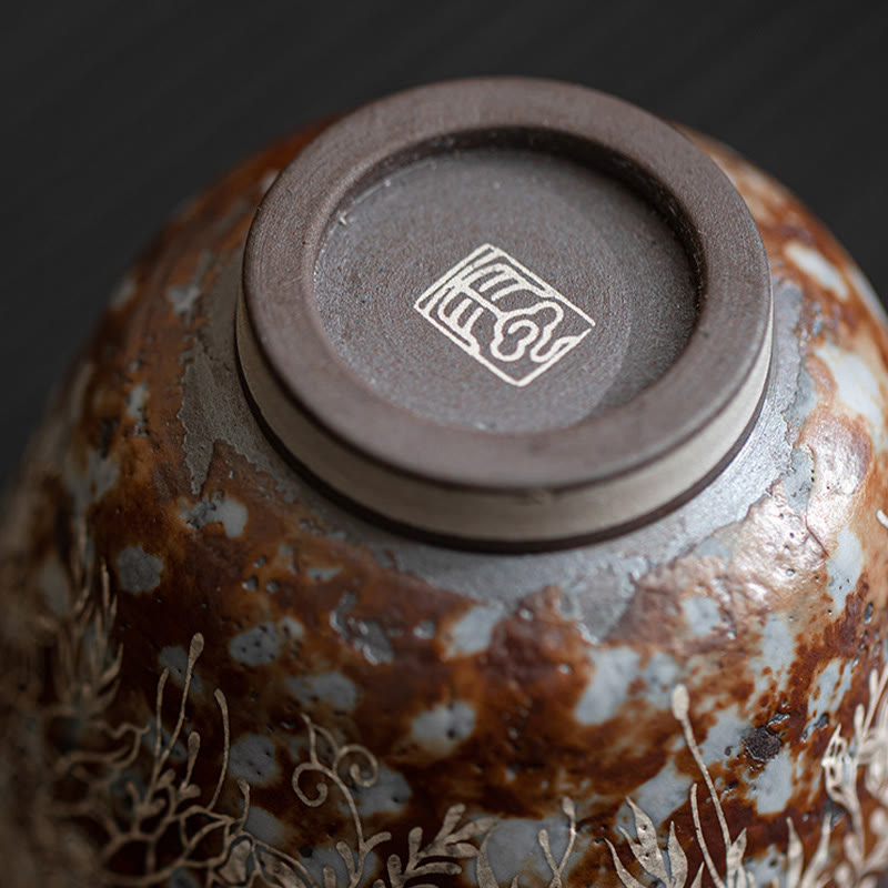 Buddha Stonesブラウン 花 満開 ティーカップ カンフーティーカップ 100ml ギフトボックス付き