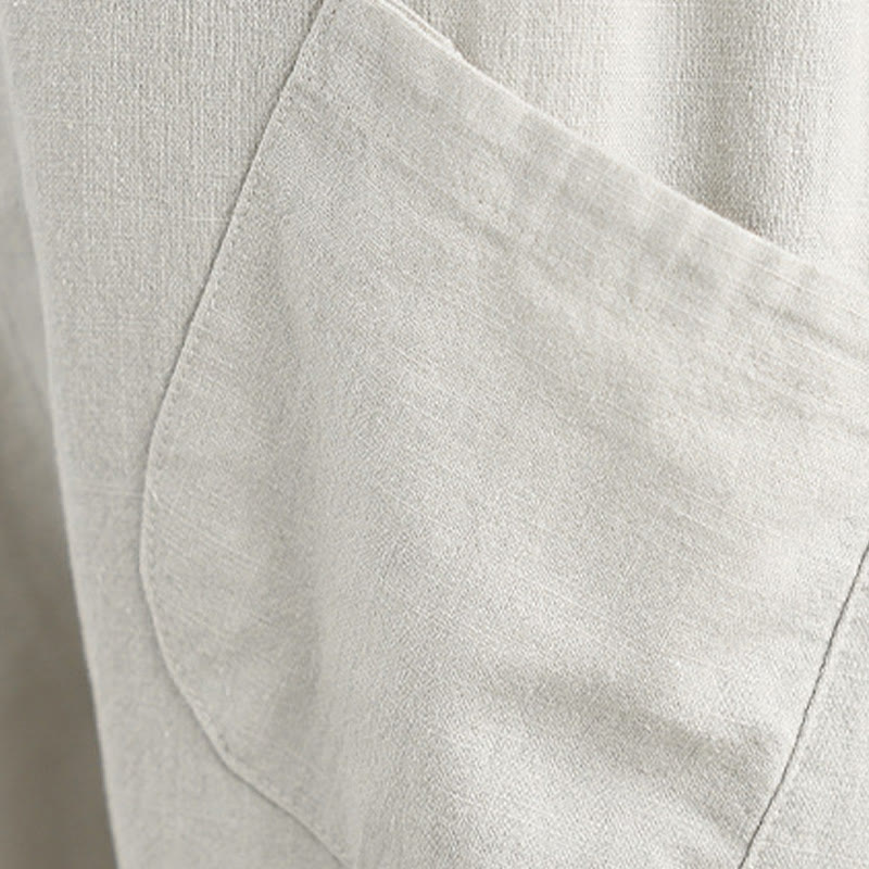 Buddha Stones春 7-8丈 無地 レディース コットンリネン ハーレムパンツ ポケット付き - image 8