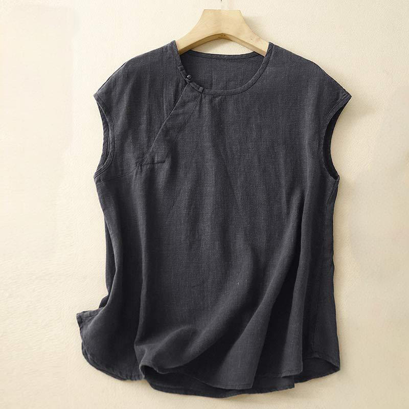 Buddha Stones春パッチワークシンプルノースリーブデザインコットンレディースベスト - 黒 - US8-10,UK/AU12-14,EU40-42 (2XL) - image 7