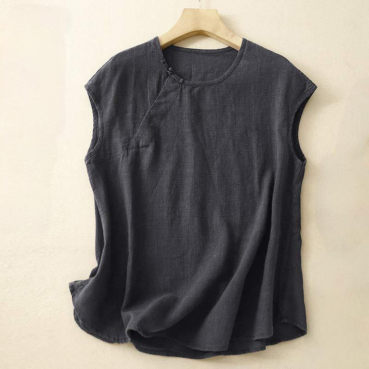 Buddha Stones春パッチワークシンプルノースリーブデザインコットンレディースベスト - 黒 - US8-10,UK/AU12-14,EU40-42 (2XL) - image 7