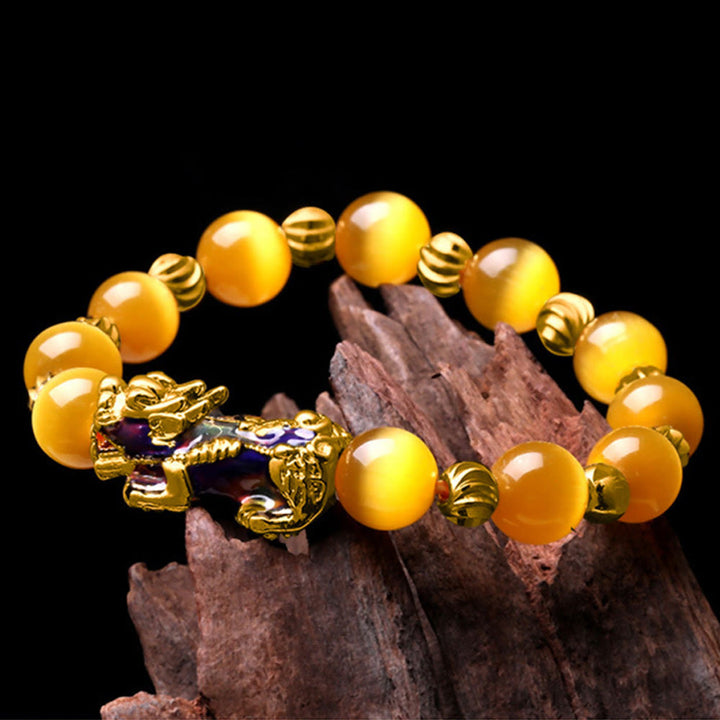 Buddha Stonesキャットアイカラーチェンジ貔貅サポートブレスレット
