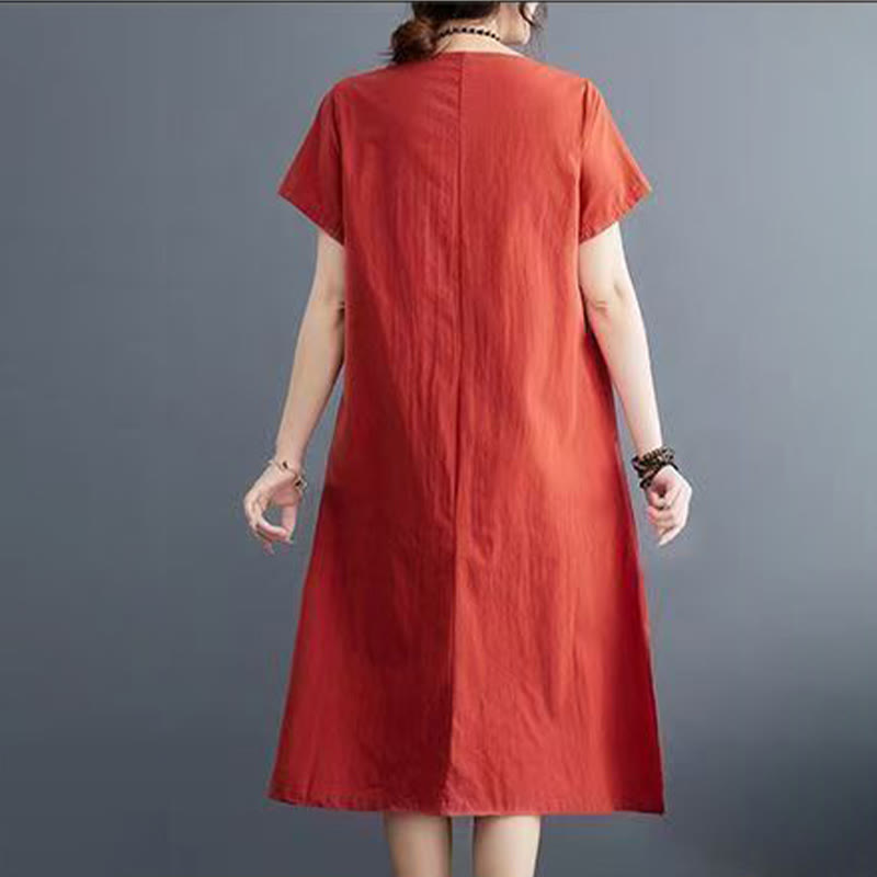 Buddha Stonesの夏プリント フェニックス柄 半袖 コットンリネン ミディドレス - image 2