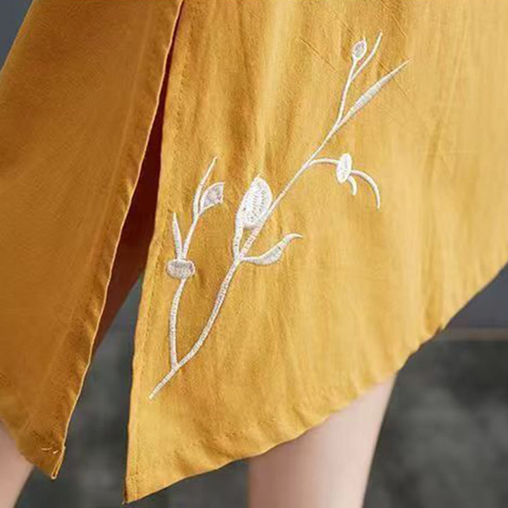 Buddha Stonesの夏プリント フェニックス柄 半袖 コットンリネン ミディドレス - image 14