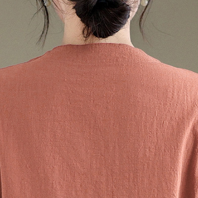 Buddha Stonesの夏ヴィンテージ純色中国風フロッグボタンチャイナドレス、チャイナドレス、ミディ丈ドレス