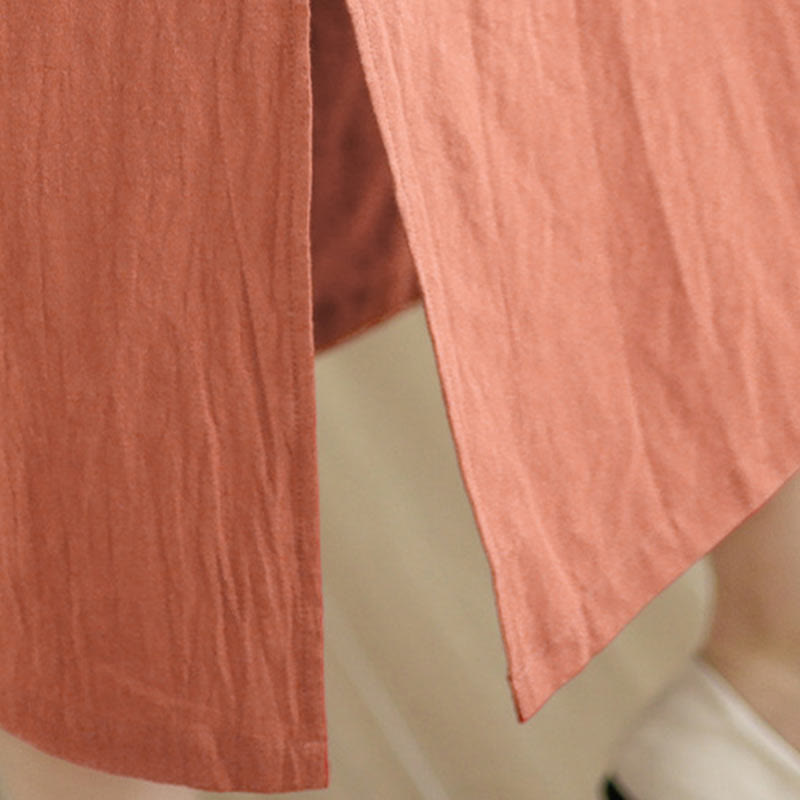 Buddha Stonesの夏ヴィンテージ純色中国風フロッグボタンチャイナドレス、チャイナドレス、ミディ丈ドレス