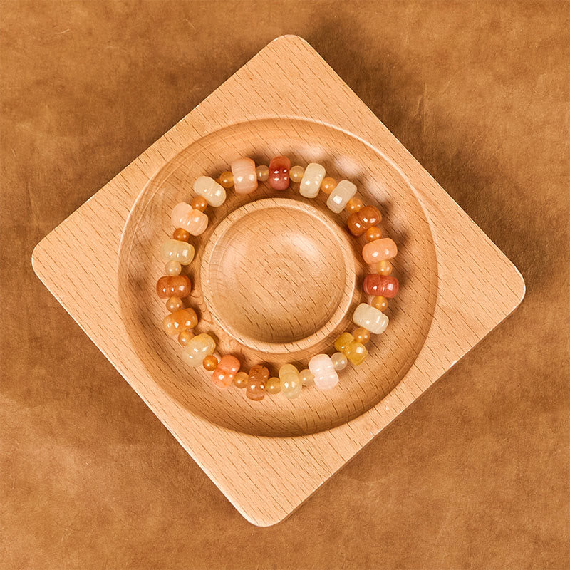 Buddha Stonesゴールデンシルク 翡翠 かぼちゃビーズ 富と幸運のブレスレット