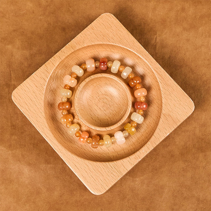 Buddha Stonesゴールデンシルク 翡翠 かぼちゃビーズ 富と幸運のブレスレット