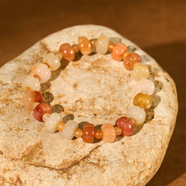 Buddha Stonesゴールデンシルク 翡翠 かぼちゃビーズ 富と幸運のブレスレット