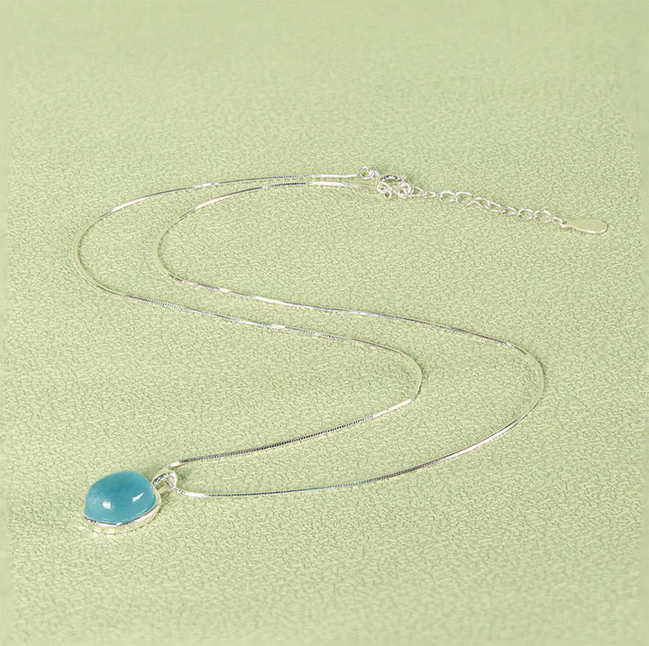 Buddha Stones925スターリングシルバー アクアマリンヒーリング鎖骨チェーンネックレスペンダント - image 1