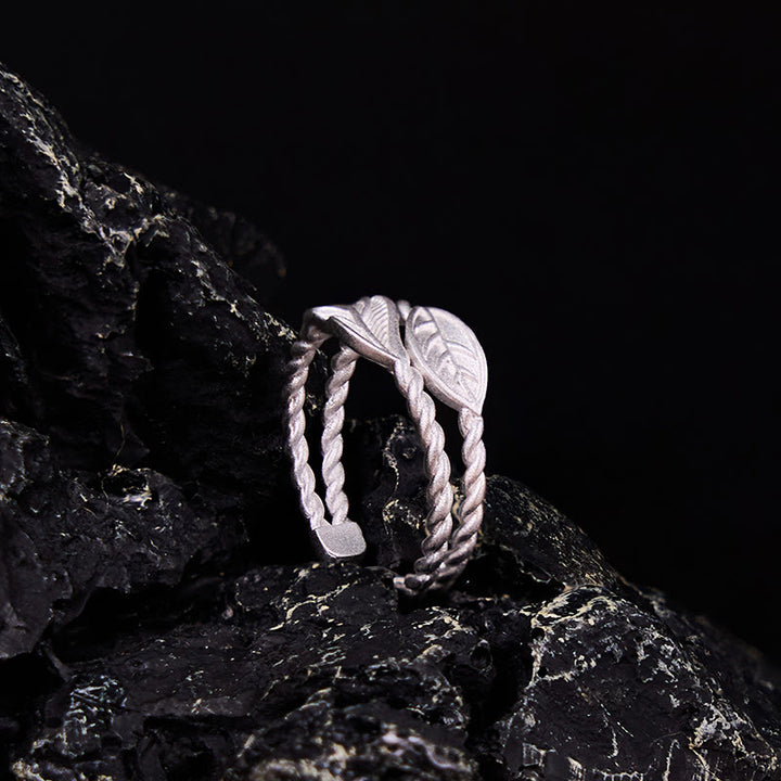 仏石銅葉富貴調節リング