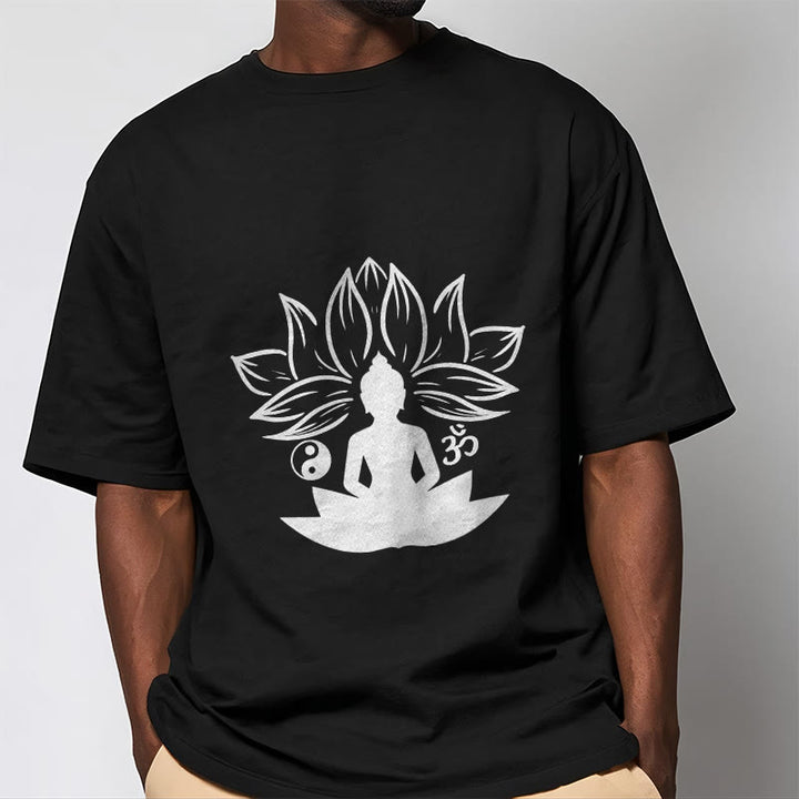 Buddha Stonesオム 陰陽 仏像 蓮華座 瞑想 Tシャツ - image 7