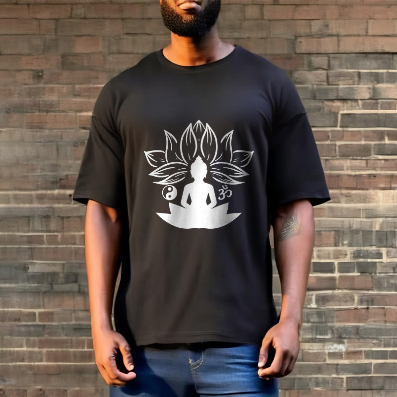 Buddha Stonesオム 陰陽 仏像 蓮華座 瞑想 Tシャツ - image 6