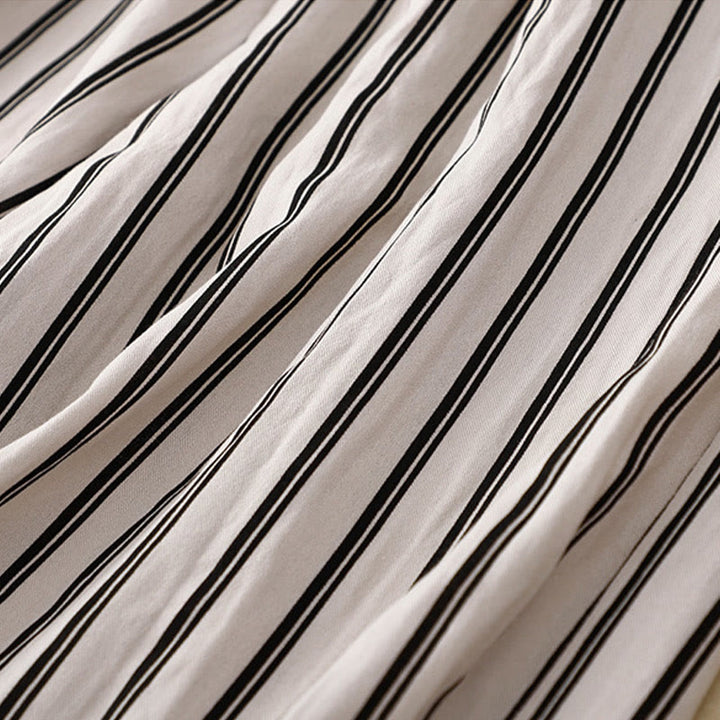 Buddha Stonesカジュアル アクリル ストライプ レースアップ レディース ワイドレッグパンツ ポケット付き