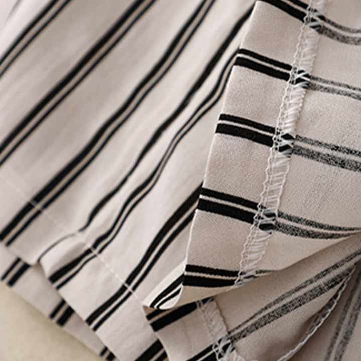 Buddha Stonesカジュアル アクリル ストライプ レースアップ レディース ワイドレッグパンツ ポケット付き