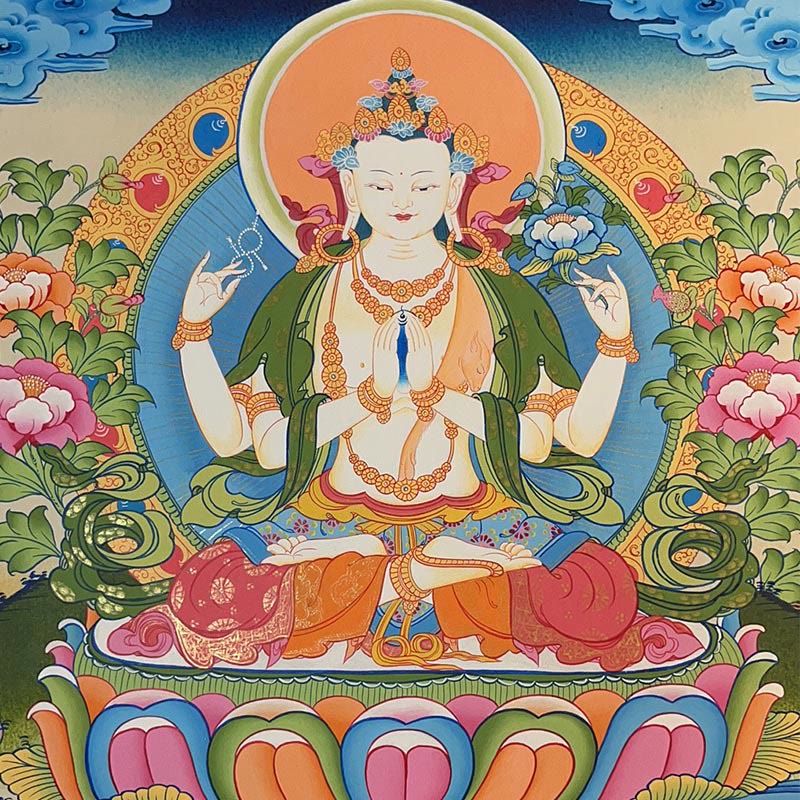 Buddha Stonesチベットタンカ画 黄色の富の神 緑の多羅観音 手作り装飾 ブラインドボックス(ランダムスタイル)
