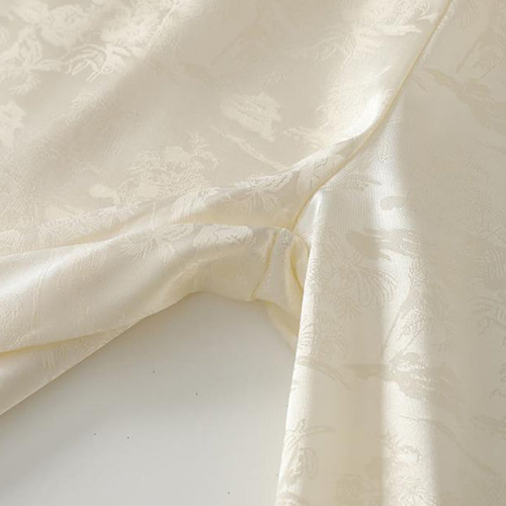 Buddha Stones春カジュアル ジャカード 無地 レディース コットンリネン ワイドレッグパンツ ポケット付き - image 5