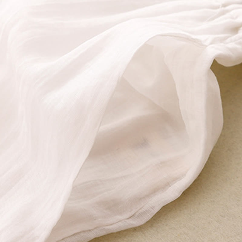 Buddha Stones春 ヴィンテージ カジュアル 無地 レース パッチワーク カフ レディース コットン リネン ワイドレッグ パンツ ポケット付き - image 8