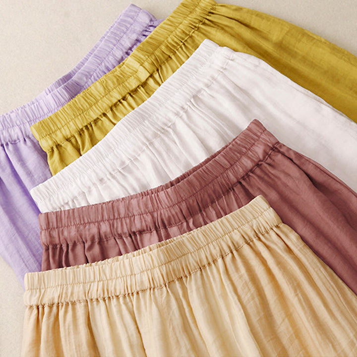 Buddha Stones春 ヴィンテージ カジュアル 無地 レース パッチワーク カフ レディース コットン リネン ワイドレッグ パンツ ポケット付き - image 28