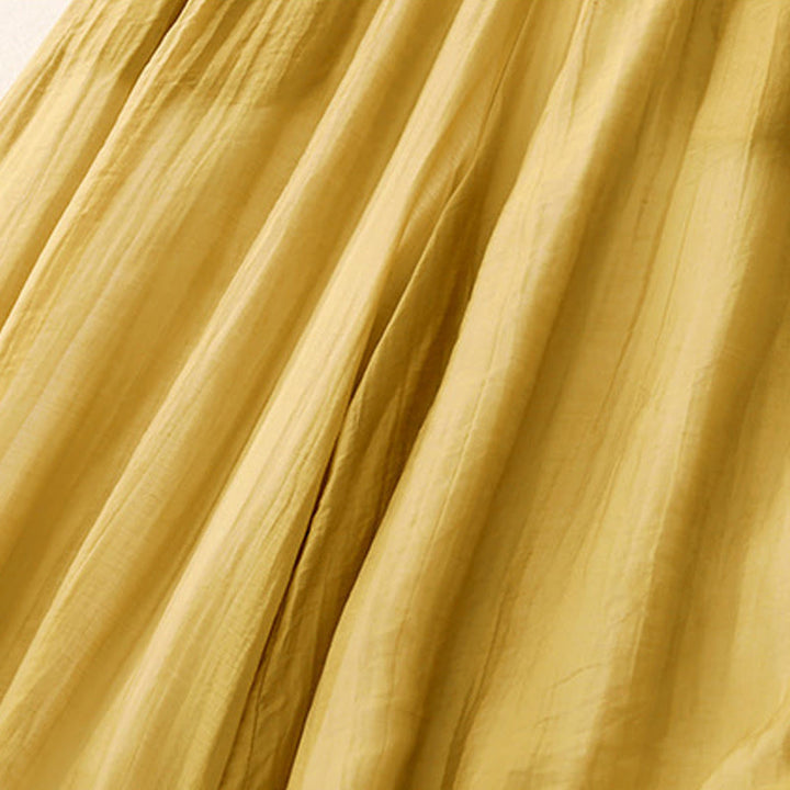 Buddha Stones春 ヴィンテージ カジュアル 無地 レース パッチワーク カフ レディース コットン リネン ワイドレッグ パンツ ポケット付き - image 1