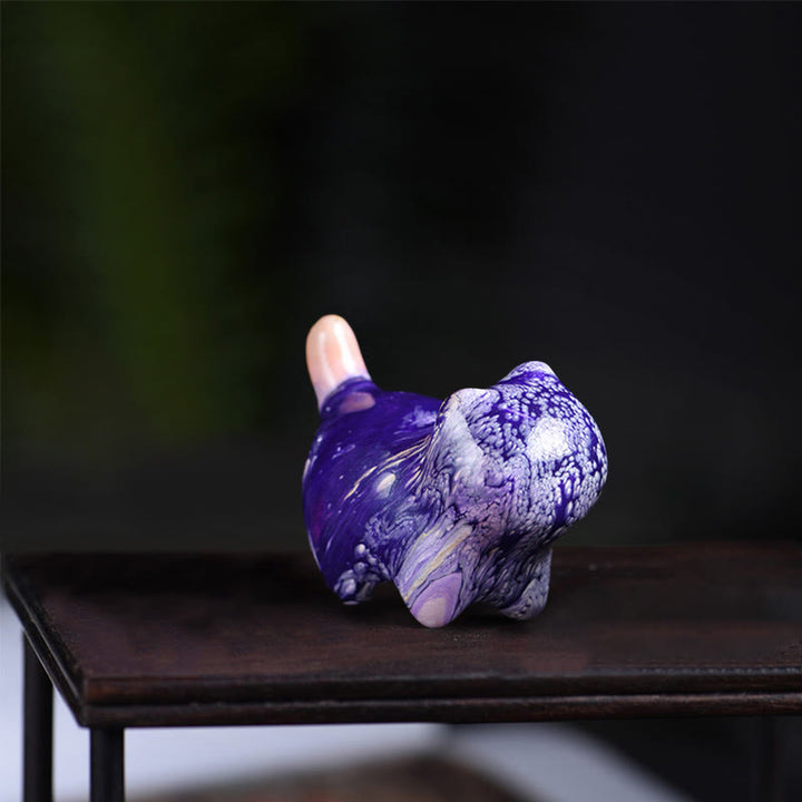 Buddha Stonesミニかわいい猫黒檀漆工芸平和装飾 - 紫(ランダムな紫色) - image 13