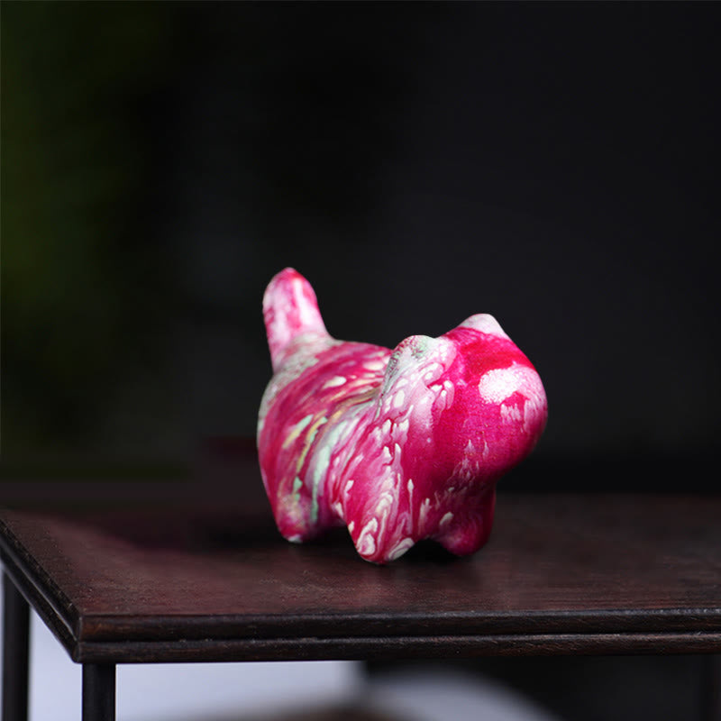 Buddha Stonesミニかわいい猫黒檀漆工芸平和装飾 - 赤(ランダムな赤色) - image 3