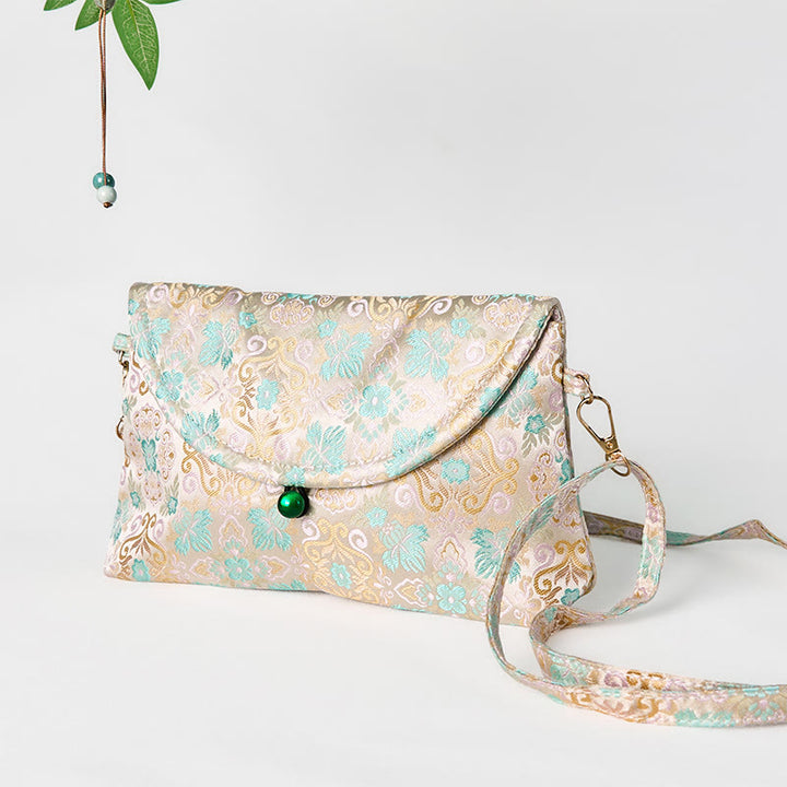 Buddha Stonesレトロ花柄ポリエステルコットン刺繍クロスボディバッグハンドバッグ
