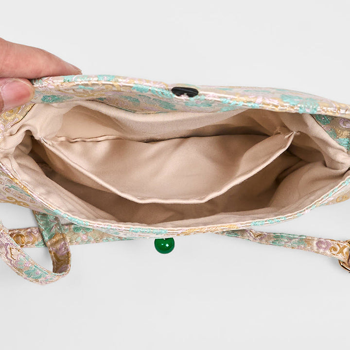 Buddha Stonesレトロ花柄ポリエステルコットン刺繍クロスボディバッグハンドバッグ