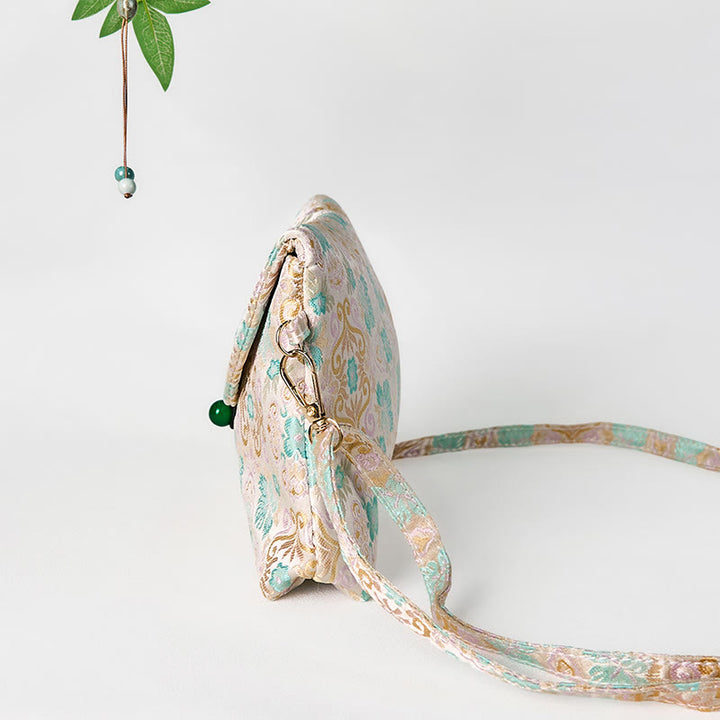 Buddha Stonesレトロ花柄ポリエステルコットン刺繍クロスボディバッグハンドバッグ