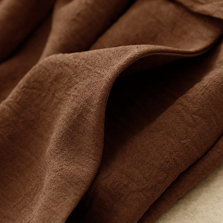 Buddha Stonesカジュアル エスニック シンプル ドローストリングデザイン レディース ワイドレッグ クロップドパンツ ポケット付き - image 4