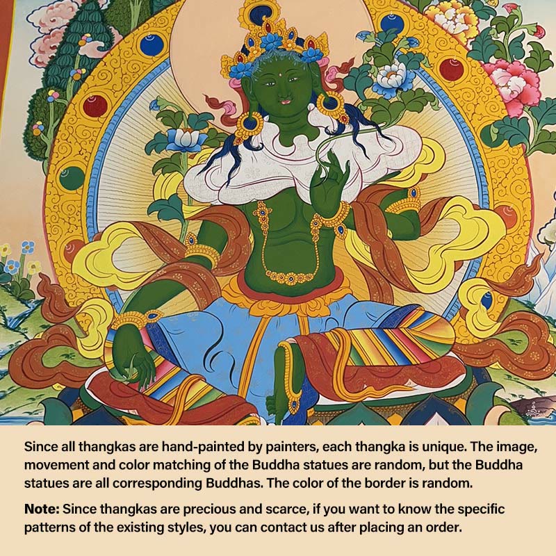 Buddha Stonesチベットタンカ画 黄色の富の神 緑の多羅観音 手作り装飾 ブラインドボックス(ランダムスタイル)