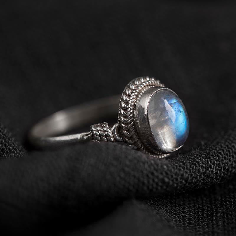 Buddha Stones925スターリングシルバー 天然ムーンストーン ポジティブリング