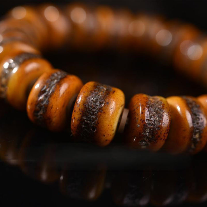 Buddha Stonesヴィンテージ チベット骨ビーズ スカル バランスブレスレット