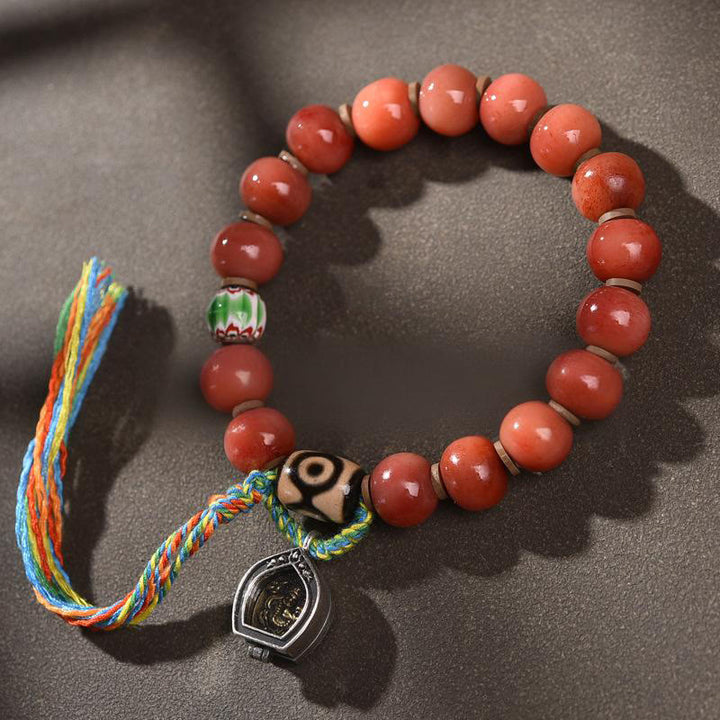 Buddha Stonesヴィンテージチベットラクダ骨タッセル幸運ブレスレット