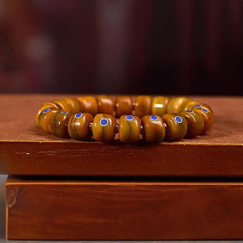 Buddha Stonesヴィンテージ チベット骨ビーズ 編みロープ ポジティブバランスブレスレット