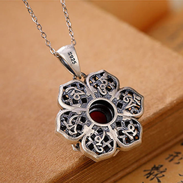 Buddha Stonesチベットオーム・マニ・パドメ・フム蓮の模様 赤瑪瑙 銅製 平和のネックレス ペンダント - image 4