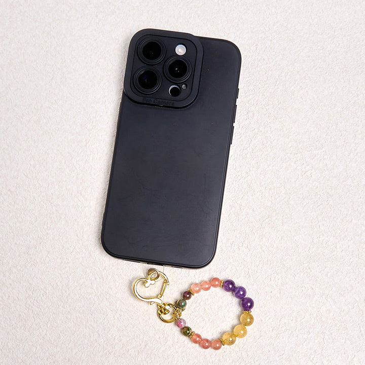 Buddha Stones天然 ストロベリークォーツ アメジスト シトリン ビーズ ラブキーチェーン 吊り下げ装飾