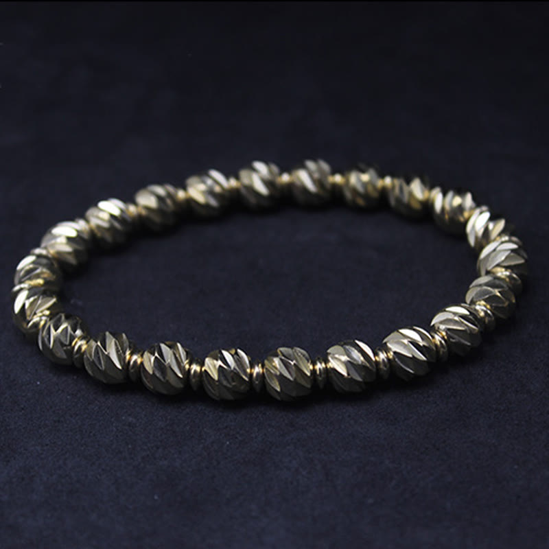 Buddha Stonesヴィンテージ アンティーク調 ナイフ彫刻模様 銅 真鍮ビーズ 富のブレスレット