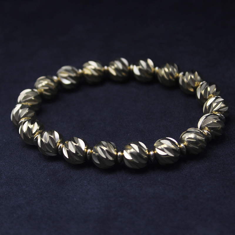 Buddha Stonesヴィンテージ アンティーク調 ナイフ彫刻模様 銅 真鍮ビーズ 富のブレスレット