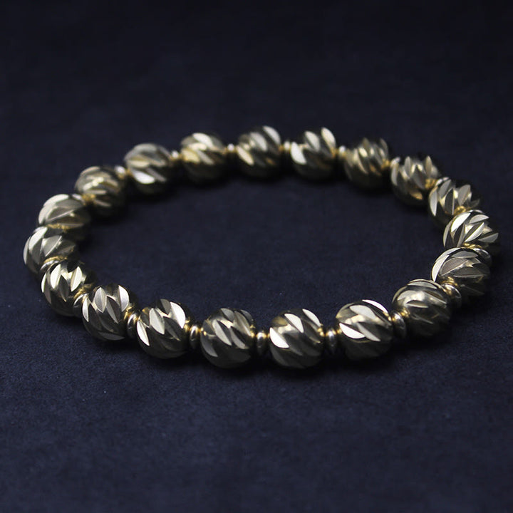 Buddha Stonesヴィンテージ アンティーク調 ナイフ彫刻模様 銅 真鍮ビーズ 富のブレスレット