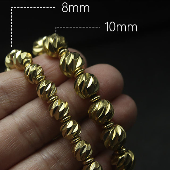 Buddha Stonesヴィンテージ アンティーク調 ナイフ彫刻模様 銅 真鍮ビーズ 富のブレスレット