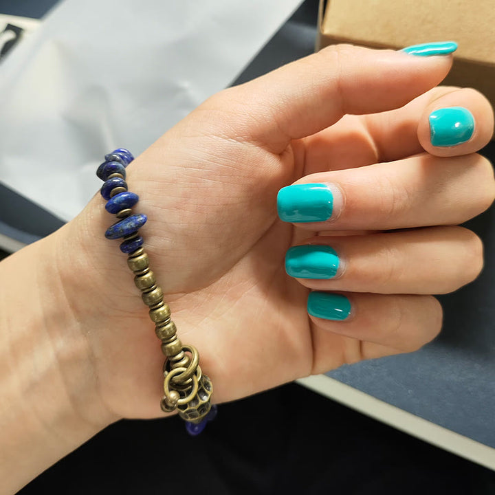 Buddha Stonesヴィンテージ不規則形状デザインラズライトポジティブブレスレット